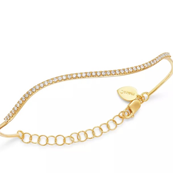 Meira T 14K Yellow Gold Wavy Diamond Bangle Bracelet - Picture 1 of 2